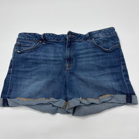 Tommy Hilfiger Women Denim Shorts Size 16 Blue Mid Rise 4" Inseam MISSING BUTTON - Picture 1 of 6